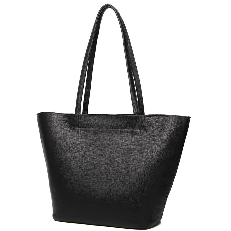 Luxury Genuine Leather Tote – Simple Large Capacity Shoulder Bag