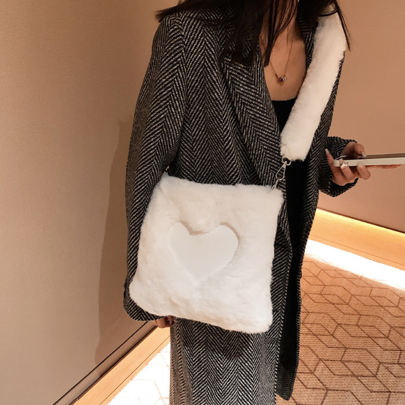 Women’s Winter Plush Shoulder Bag – Love Handbag Design