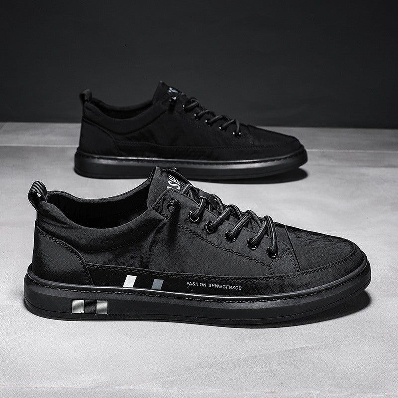 Men’s Pure Color Casual Sneakers – Ice Silk Breathable Low-top Comfort