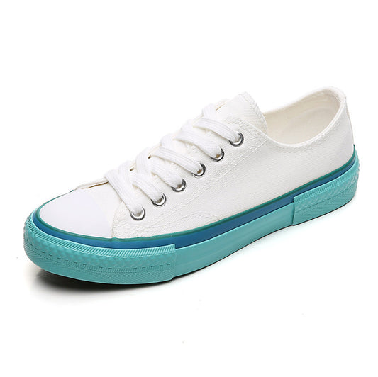 Classic Cream Blue Canvas Shoes Women
