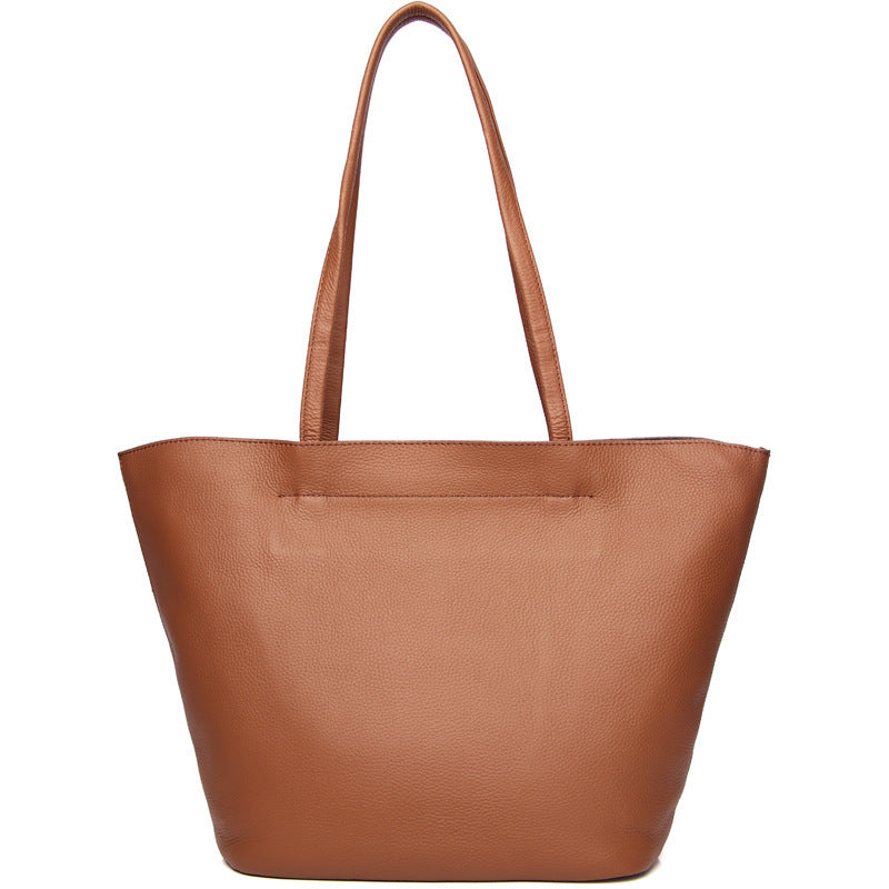 Luxury Genuine Leather Tote – Simple Large Capacity Shoulder Bag
