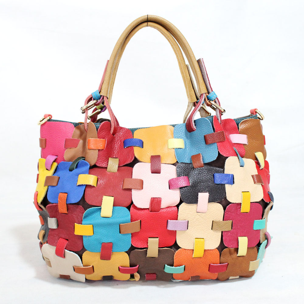 Women’s Geometric Messenger Bag – Trendy Large Handheld Tote