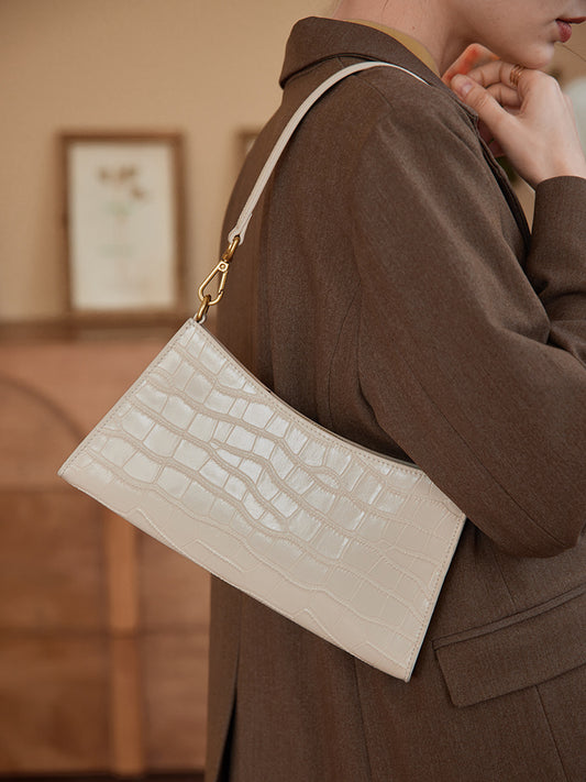 French High-Quality Leather Handbag – Elegant Textured Designer Tote for Women