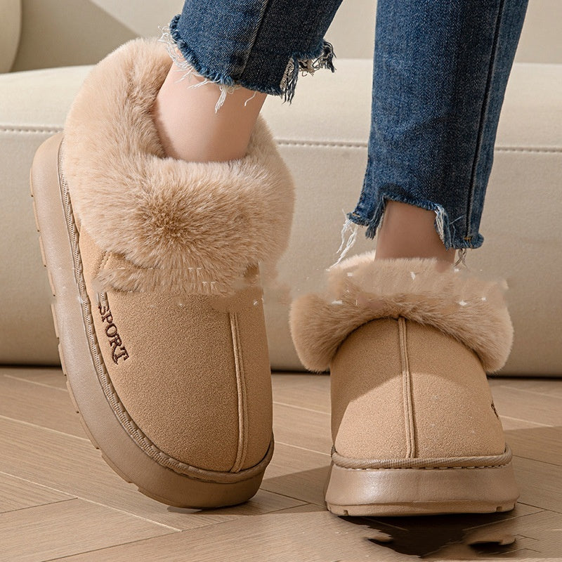 Women’s Cozy Plush Slippers – Faux Fur Lining & Non-Slip Platform Design