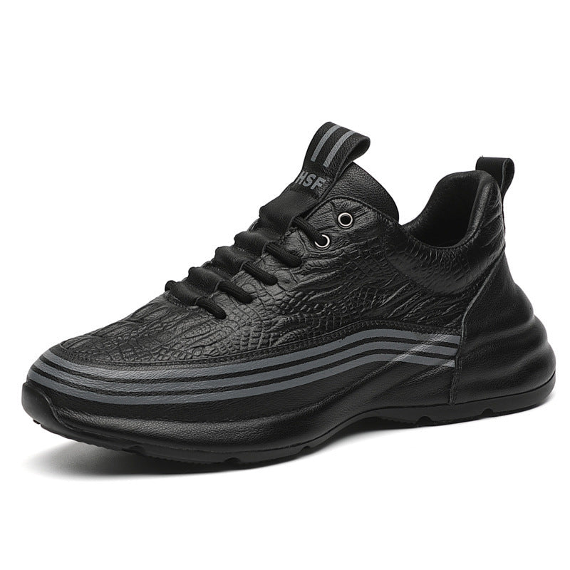 Men’s Breathable Leather Sports Sneakers – Lightweight Comfort Shoes