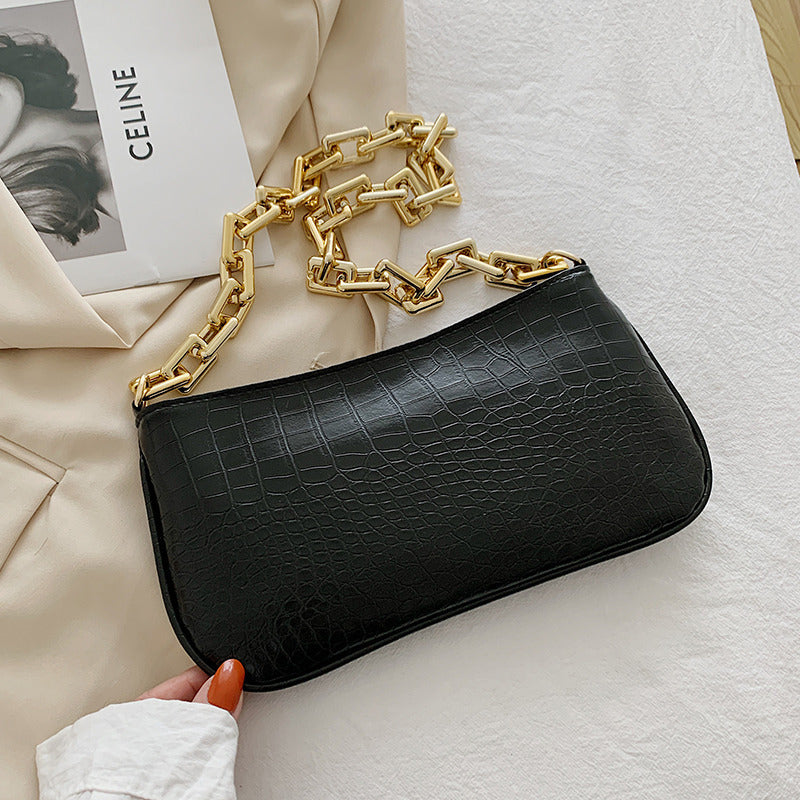 Stylish Patent Leather Small Bag | Hand-Carry Personality Armpit Baguette Purse