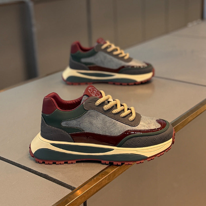 Men’s Retro Daddy Shoes – Thick Bottom Wear-resistant Sneakers