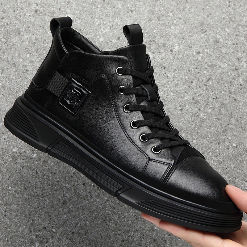 Men’s High-Top Leather Shoes – Winter Casual Footwear