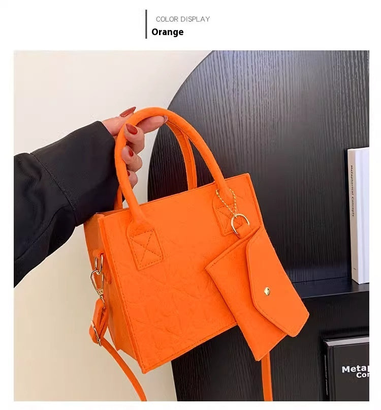 Women’s Simple Felt Handbag – Small One-Shoulder Fashion Bag