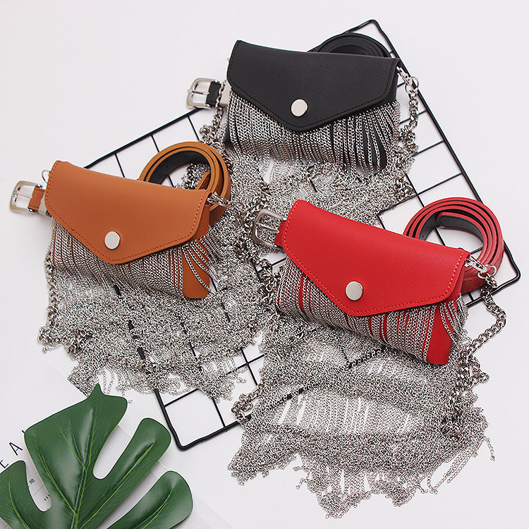 Street Style Tassel Chain Waist Bag for Women – Fashion Personality Belt Bag