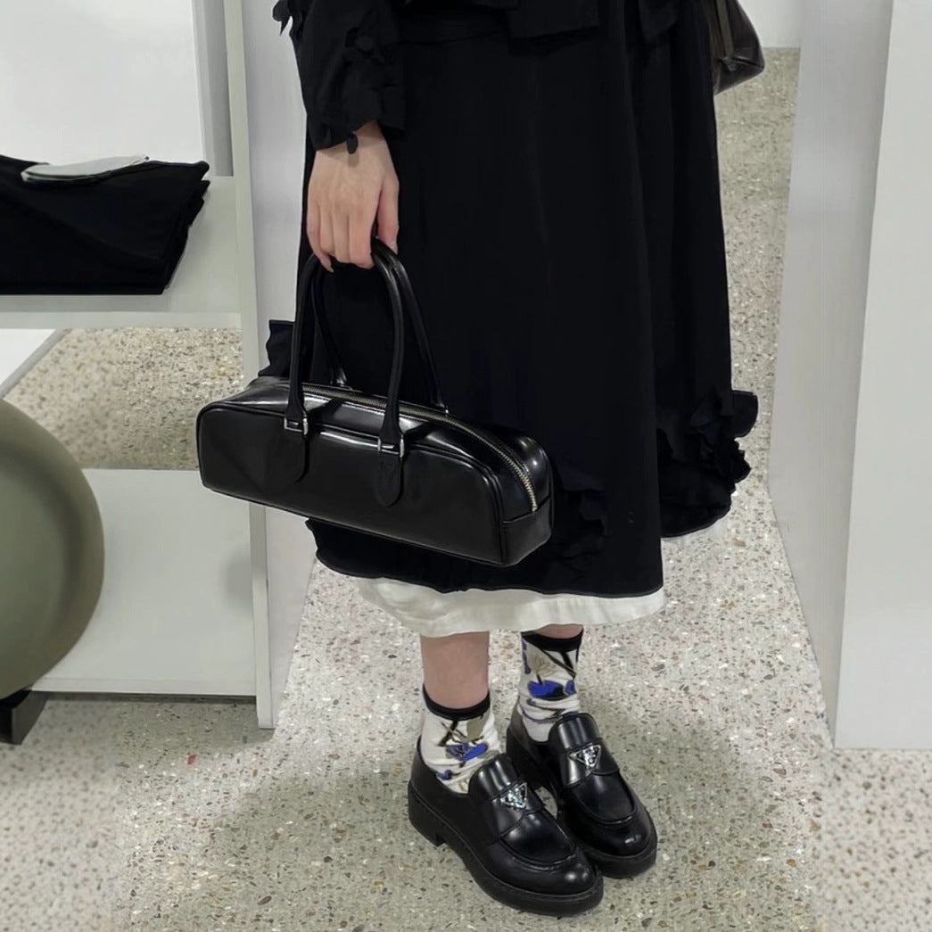 Women’s Cowhide Underarm Bag – Long Hand-Carry French Stick Tote