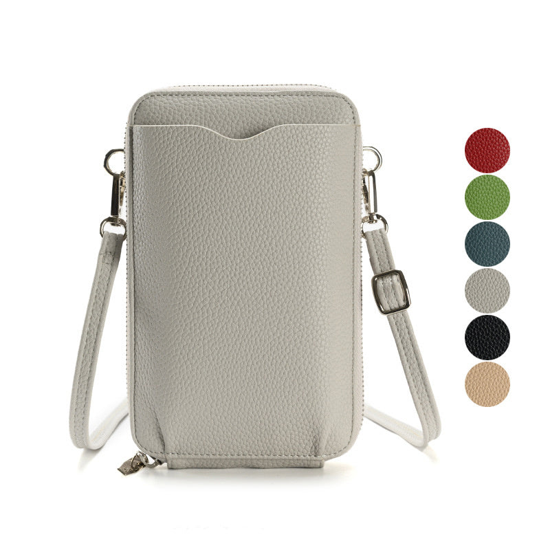 Women’s Lychee Pattern Crossbody Bag – Small Mobile & Wallet