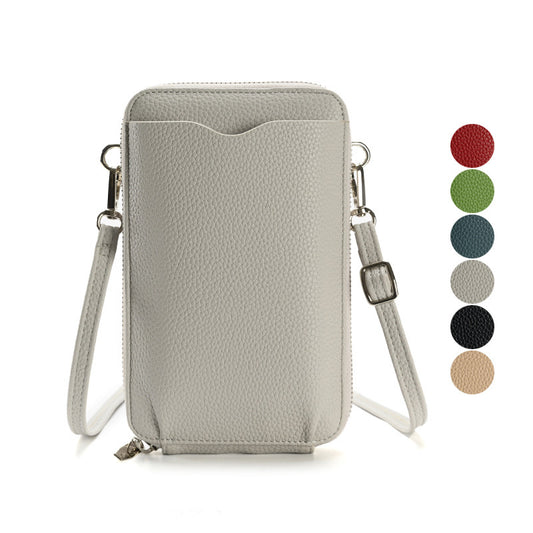 Women’s Lychee Pattern Crossbody Bag – Small Mobile & Wallet