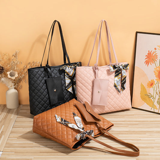 Women's Large Capacity Diamond Plaid Tote Bag