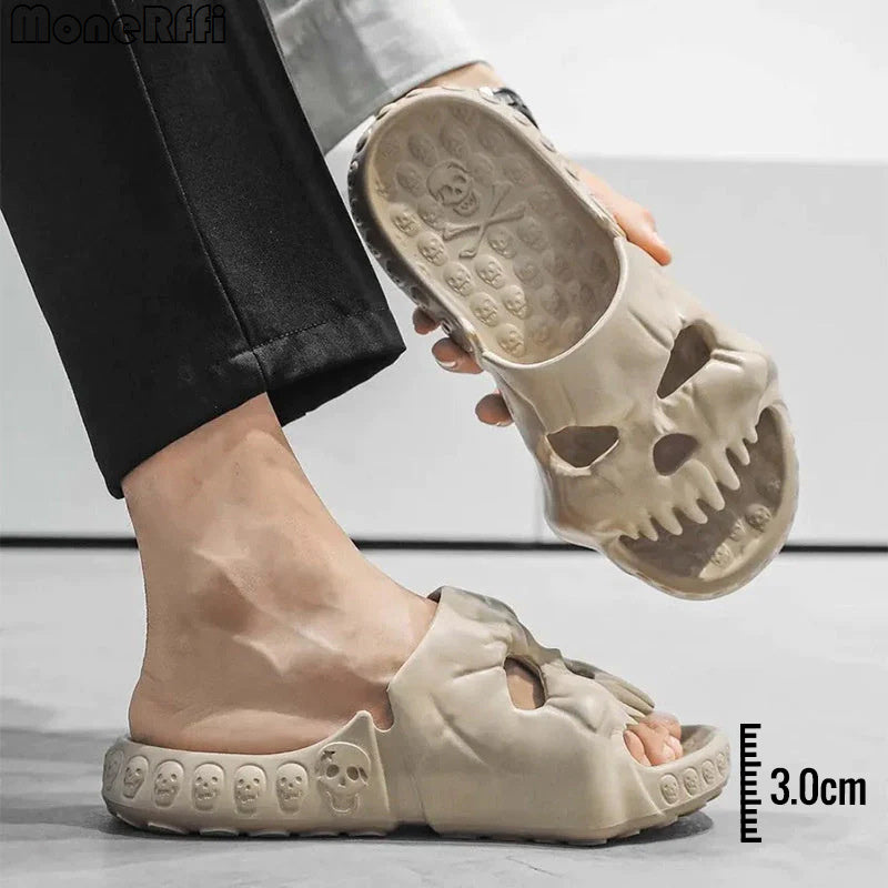 Personalized Skull Slippers – Halloween Funny Bathroom & Beach Shoes