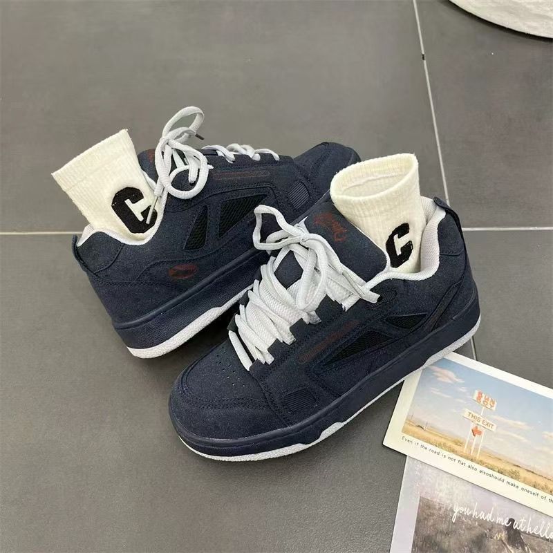 Men’s Trendy Suede Patchwork Shoes – Lightweight Retro Bread Sneakers