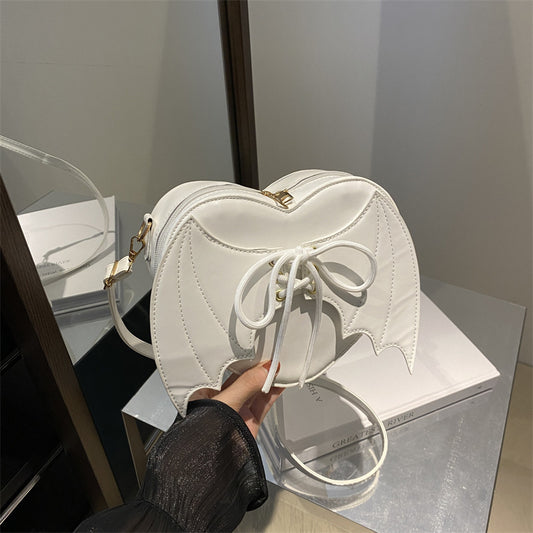 Women’s Heart Shape Shoulder Bag with Bat Wing Strap Design