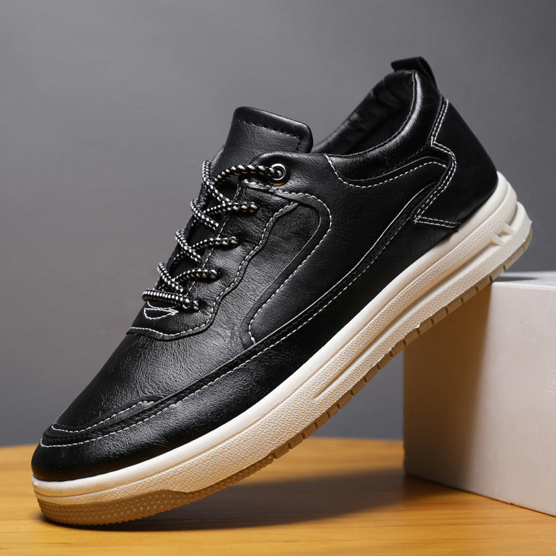 Men's Low-Top Leather Sneakers – Warm Casual Shoes
