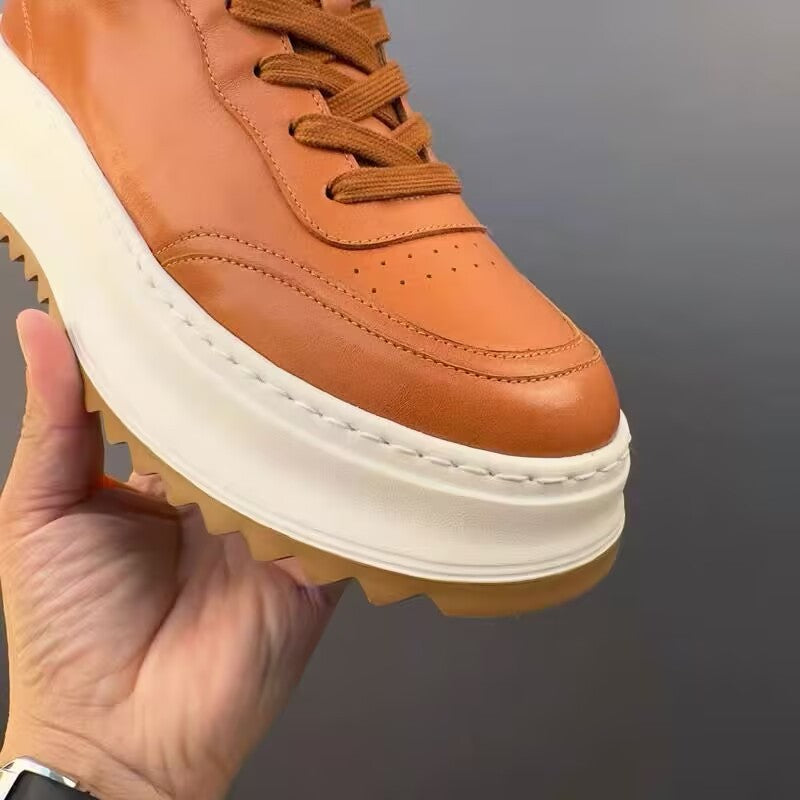 Men’s Retro White Leather Shoes – Casual & Stylish