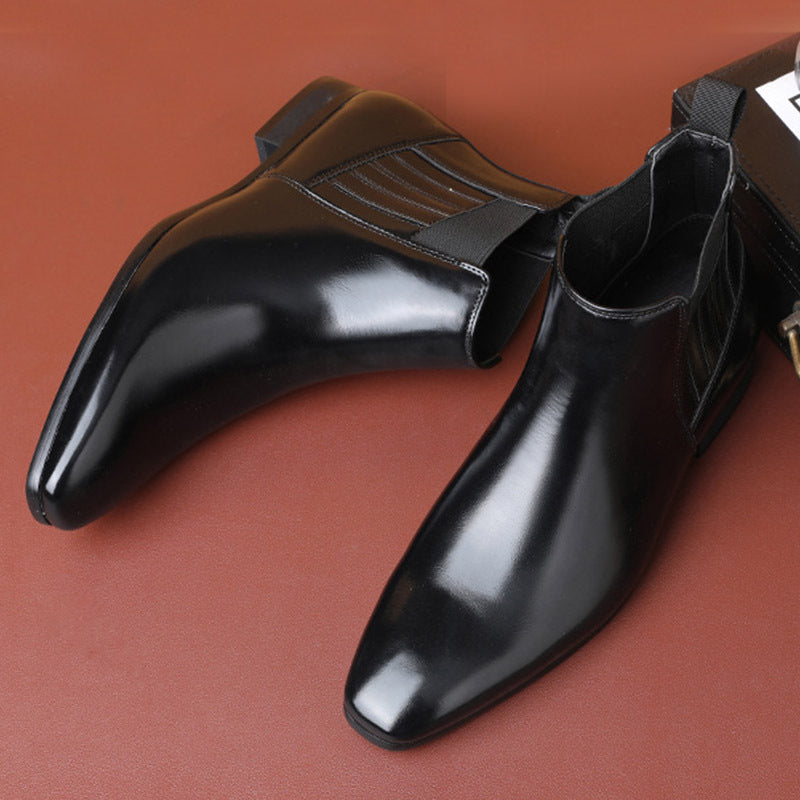 Men’s Pointed Toe Chelsea Boots – British Style Formal Leather Shoes