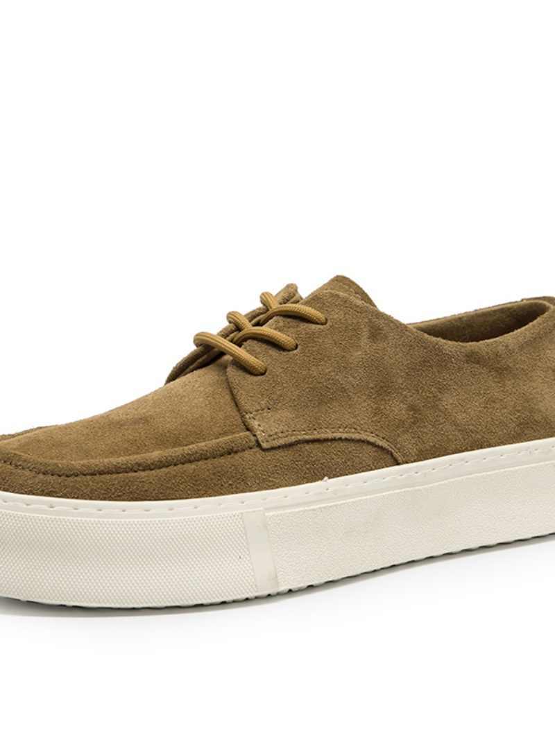Men’s Casual Suede Shoes – Thick Bottom, Height Boost, Lace-Up Style