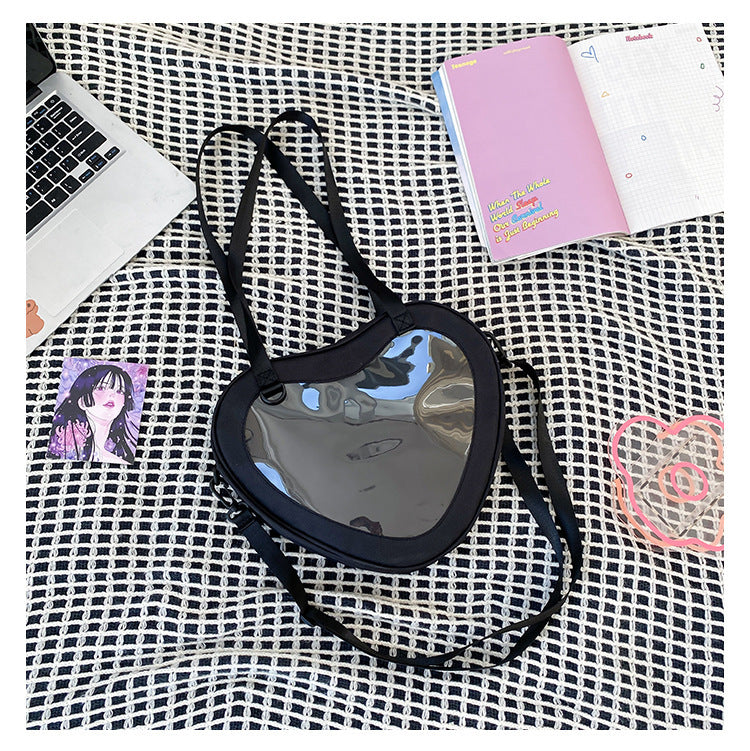 Simple Transparent Heart-Shaped Crossbody Bag for Women